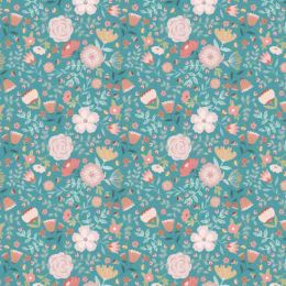 Goose Creek Gardens Fabric | Garden Bloom Turquoise