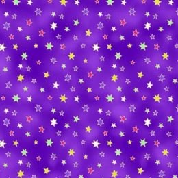 Laurel Burch Celestial Magic Fabric | Stars Eggplant