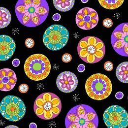 Kim Schaefer - Hoot Hoot Fabric | Floral Fancy Black