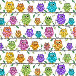 Kim Schaefer - Hoot Hoot Fabric | Owl Perch White