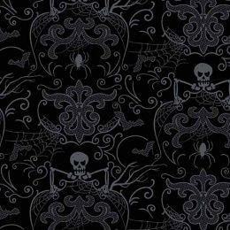 Midnight Haunt Halloween Fabric | Spooky Damask Night
