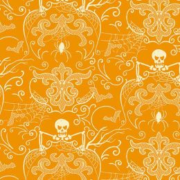 Midnight Haunt Halloween Fabric | Spooky Damask Pumpkin