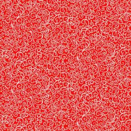 Scandi Christmas Makower Fabric | Scroll Red