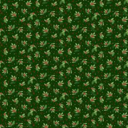 Classic Foliage Makower Fabric | Holly Spray Green