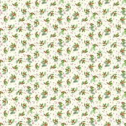 Classic Foliage Makower Fabric | Holly Spray Cream