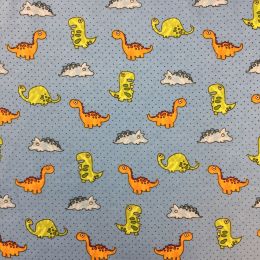 American Touch Flannel | Dino Dot Blue