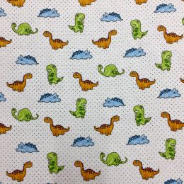 American Touch Flannel | Dino Dot White