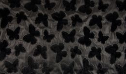 Faux Leather Fur Cut Out Fabric | Butterfly Black