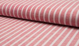 Linen & Cotton Twill Weave Fabric | Stripe Red