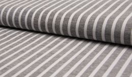 Linen & Cotton Twill Weave Fabric | Stripe Black