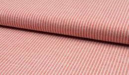 Linen & Rayon Smooth Weave Fabric | Thin Stripe Red