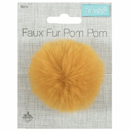 Luxury Faux Fur Pom Poms | Mustard, 60mm