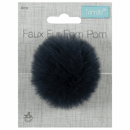 Luxury Faux Fur Pom Poms | Navy, 60mm