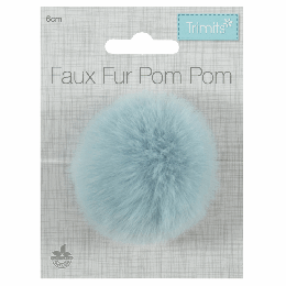 Luxury Faux Fur Pom Poms | Light Blue, 60mm