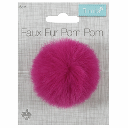 Luxury Faux Fur Pom Poms | Cerise, 60mm