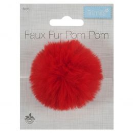 Luxury Faux Fur Pom Poms | Red, 60mm