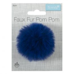 Luxury Faux Fur Pom Poms | Cobalt, 60mm