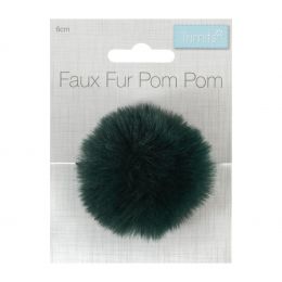 Luxury Faux Fur Pom Poms | Dark Green, 60mm