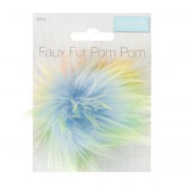 Luxury Faux Fur Pom Poms | Rainbow, 60mm