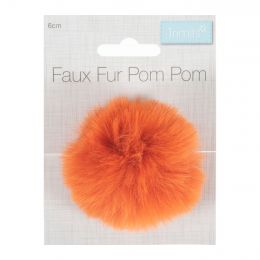 Luxury Faux Fur Pom Poms | Orange, 60mm