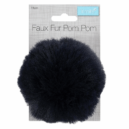 Luxury Faux Fur Pom Poms | Navy, 11cm