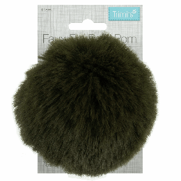 Luxury Faux Fur Pom Poms | Khaki, 11cm