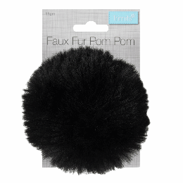 Luxury Faux Fur Pom Poms | Black, 11cm