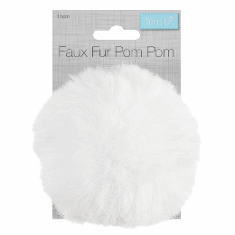 Luxury Faux Fur Pom Poms | White, 11cm
