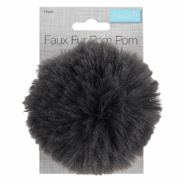 Luxury Faux Fur Pom Poms | Grey, 11cm