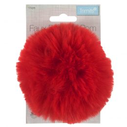 Luxury Faux Fur Pom Poms | Red, 11cm