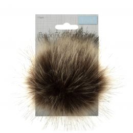 Luxury Faux Fur Pom Poms | Brown Tipped, 11cm