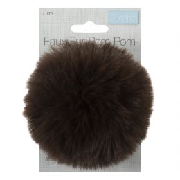 Luxury Faux Fur Pom Poms | Brown, 11cm