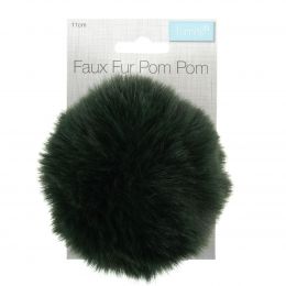 Luxury Faux Fur Pom Poms | Dark Green, 11cm