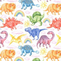 Rose & Hubble 60" Digital Cotton Fabric | Dinosaurs Multi
