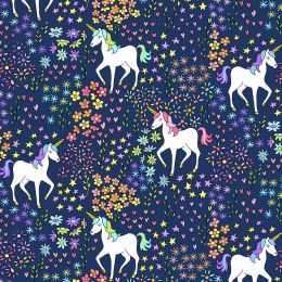 Kim Schaefer - Believe Fabric | Unicorns Navy