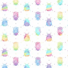 Rainbow Garden Fabric | Bugs White