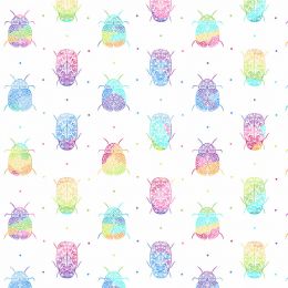 Rainbow Garden Fabric | Bugs White