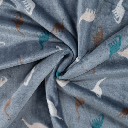 Super Soft Fleece Design & Block Colour Back | Dino Dusty Blue