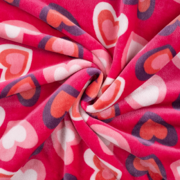 Super Soft Fleece Design & Block Colour Back | Multi Hearts Pink