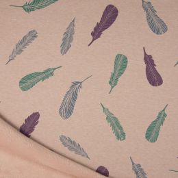 Luxury Sweatshirt Fabric | Feathers Dusty Pink