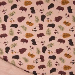 Luxury Sweatshirt Fabric | Winter Leaves Pink