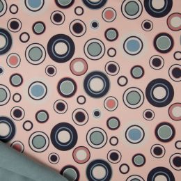 Soft Shell Fleece Fabric | Irregular Circles Dusty Pink