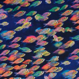 Soft Shell Fleece Fabric | Digital Print Neon Fish