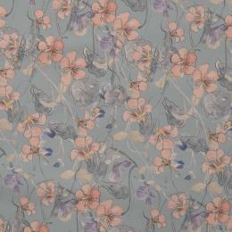 Soft Shell Fleece Fabric | Painted Flowers Dusty Mint