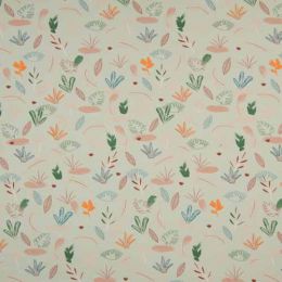 Jersey Cotton Rich Fabric | Leaves Dusty Green