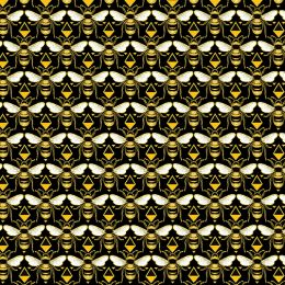 Buzzworthy Fabric | Bee Geo Black / Gold - Metallic