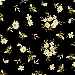 Buzzworthy Fabric | Buzzing Bee Allover Black - Metallic