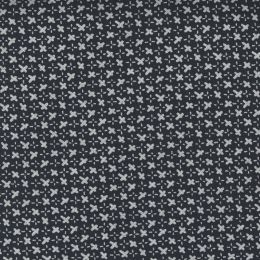 Moda Whispers Metallic Fabric | Crosses Silver On Black