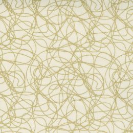Moda Whispers Metallic Fabric | Scribble Gold