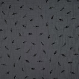 Double Gauze Fabric | Feathers Midnight